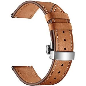 Lederen band Compatible With Samsung Galaxy Horloge 4 3 Classic Band 42mm / 46mm / Actief 2 40 mm 44mm / 41mm / 45mm 20mm 22mm horlogeband armband riem (Color : Brown silver, Size : For Active2 44mm