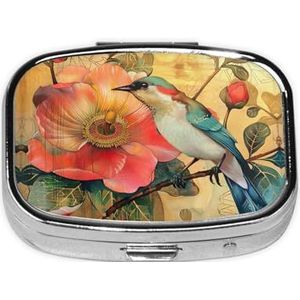 Bloem en vogel print pillendoos draagbare pil geval Holde Organizer voor portemonnee zak reizen geschenken