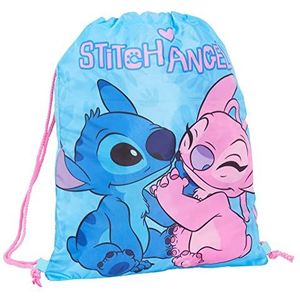 Disney Stitch Trekkoord Tas Meisjes PE Kit Gym Bag Jongens School Trainer Zwemtas Kinderen School Rugzak, Blauw/Roze, Eén maat