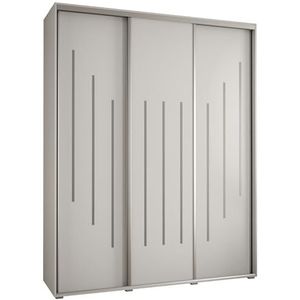 MEBLE KRYSPOL Davos 1 200 slaapkamerKledingkast met drie schuifdeuren - Moderne kledingkast, kledingroede en planken - 235,2x200x45 cm - wit wit zilver