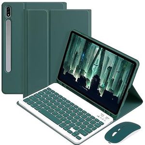 Draadloos Bluetooth-toetsenbord met muis voor Samsung Galaxy Tab S9 11 inch 2023 (model: SM-X710 / SM-X716B / SM-X718U) tabletbeschermhoes bluetooth-toetsenbord (donkergroen)