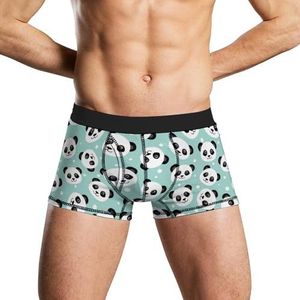 Schattige Panda Face Boxershorts voor heren, zacht ondergoed, stretch tailleband, Trunks Panty
