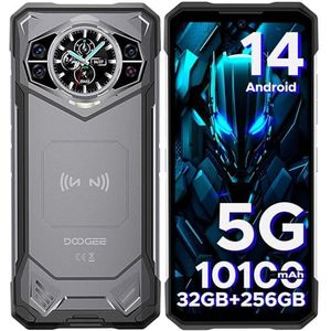 DOOGEE S200 Robuuste smartphone 5G ontgrendeld, 256 GB+32 GB robuuste telefoon met 1,35 inch achterscherm, 10100 mAh-batterij, Android 14,100 MP+20 MP nachtzichtcamera, 6,73 inch, 120 Hz, NFC, 5G Dual