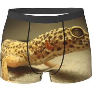 ZJYAGZX Zand Luipaard Gecko Print Heren Zachte Boxer Slips Shorts Viscose Trunk Pack Vochtafvoerend Heren Ondergoed, Zwart, L