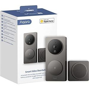 Aqara Video Deurbel G4 (belletje bijgeleverd), 1080p FHD HomeKit beveilgide video-deurbelcamera, plaatselijke gezichtsherkenning, ondersteunt Apple Home, Alexa, Google, SmartThings, Gray