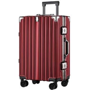 Koffer Aluminium frame reiskoffer met grote capaciteit Vintage universeel wielinstappen for mannen en vrouwen (Color : Wine Red, Size : 26inch)