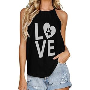 Love Paw Print In Heart Dames Tank Top Zomer Mouwloze T-shirts Halter Casual Vest Blouse Print Tee 3XL