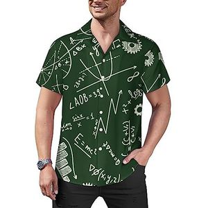Wiskundige en fysieke formules casual overhemden voor heren met knopen en korte mouwen Cubaanse kraag T-shirts tops Hawaiiaans T-shirt 3XL