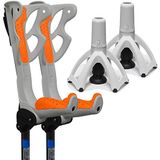 FDI Ergodynamic Pro Shock Absorbing Ultra Comfort Elbow Open Manchet Verstelbare Krukken - Wit + Variaties User Weight >60kg Oranje Handvatten