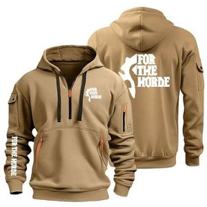 AHYAOFA Heren Hoodies Pullover voor The H.or.d.e Casual Lange Mouw Hoody 1/4 Zip Sweatshirts Hooded Jas Tops Outdoor Hoodie, Khaki-1, 18-20