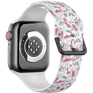 Zachte sportband compatibel met Apple Watch 38/40/41mm (schattige sneakers voor tienermeisjes), siliconen armband, riempje, accessoire voor iWatch