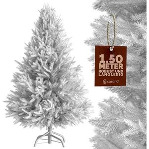 Casaria Kerstboom Kunstboom 350 Tips Metalen Voet 150 cm PVC Dichte Takken Kerstboom Wit