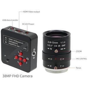 Zoomlens, varifocale lens, HD 1080P 38mp Digitale Beveiligingscamera Industriële Microscoop Video C-Mount Camera Met 2.8-12mm CCTV Varifocale Optische Lens voor industriële videoIndustriële video