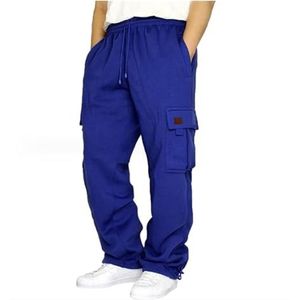 Joggingbroek Heren Cargobroek Katoenen Sportbroek Lange Trainingsbroek Fitness Vrijetijdsbroek Relaxed Fit (Color : Blue, Size : L)