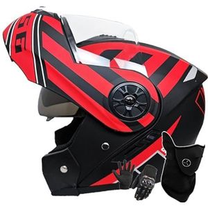 Motorhelm Systeemhelm Modulaire Helm Geïntegreerde Motorhelm Met Dubbel Vizier DOT/ECE-Gecertificeerde Bromfiets-Scooterhelm Voor Volwassenen Dames Heren I,XL/61-62CM