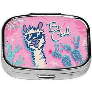 Koele Liama Vierkante Pillendoos, Pillendispenser Doos Kabeljauw Leverolie Doos Vitamine Pil Doos Patiënt Pillendoos