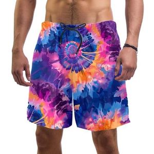 PAFEFO Zwemplank Shorts voor Mannen Strandshorts voor Tieners Zomer Sneldrogende Sport, Kleurrijke Tie Dye, Kleurrijke Tie Dye, M