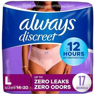 Always Discreet, Incontinentie- en postpartumondergoed voor dames, maat groot, maximaal absorptievermogen, wegwerpbaar, groot, 17 stuks