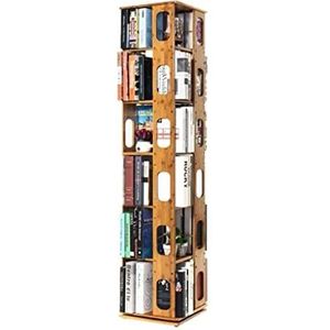 Boekenkast Boekenplank Boekenrek 6 Tiers Roterende Boekenplank Bamboe Boekenkast Vloer Hoogte Verstelbare Creatieve Display Rack Boekenplanken Voor Boeken Tijdschriften Staande Plank Studeerkamer