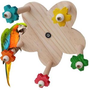 Houten papegaaienbaarsstandaard, natuurlijk hout rond speelgoed met wiel voor papegaaien | Vogelkooi-accessoires voor kippen, hamsters, valkparkieten, parkieten, papegaaien, gerbils Geteawily