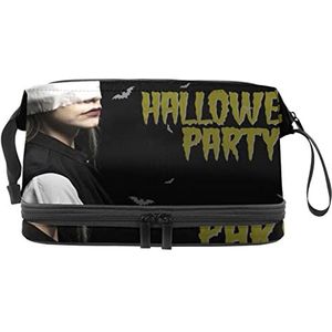 Grote capaciteit reizen cosmetische tas,Vrouw Halloween kostuum,Make-up tas,Waterdichte make-up tas organisator, Meerkleurig, 27x15x14 cm/10.6x5.9x5.5 in