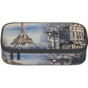 Grote Capaciteit Etui Romantische Parijs Eiffeltoren Briefpapier Potlood Tas Make-up Pouch Draagbare Kantoorbenodigdheden Tas voor Tieners Meisjes Volwassenen, Romantische Eiffeltoren van Parijs, pencil case, Beauty Case