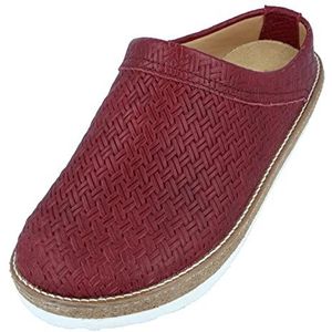 HAFLINGER Travel-Cassic elegante clog van leer, rubberen zool en kurk-latex voetbed, Gevlochten Bordeaux, 39 EU