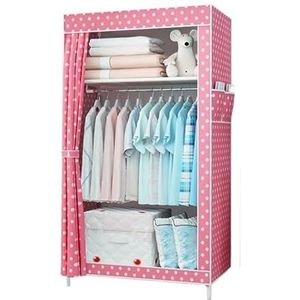 Kledingkast Garderobe Kast Draagbare Kledingkast Niet-geweven Stoffen Hoeskast Met Metalen Ophangstangen Rits Slaapkamer Kledingkast (Color : Pink, Size : 70 * 43 * 155cm)