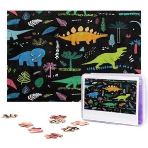 Dinosaurus palmblad puzzels 300 stuks gepersonaliseerde legpuzzels foto's puzzel voor familie foto puzzel voor volwassenen bruiloft verjaardag (74,9 cm x 50 cm)