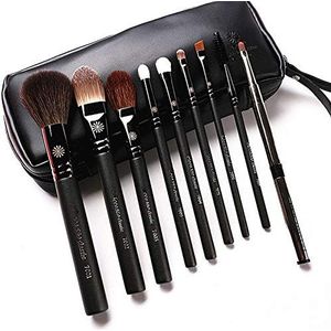 Bswefty Hoogwaardige Koreaanse stijl 9 stuks/set make-up borstels professionele parelachtige handvat geitenhaar make-up borstel kit met lederen hoesje cadeau