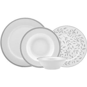 Karaca Roseanne Platinum 24-delige porseleinen serviesset, servies voor 6 personen, dagelijks en speciale serviesset, tafeservies, uniek, gezond, natuurlijk, zelfgetextureerd