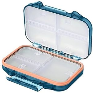Reispillenorganizer, draagbare pillenetui met 7 vakken, grote pillendispenser voor portemonnee, voor vitamine, levertraan, supplementen en medicijnen (blauw)