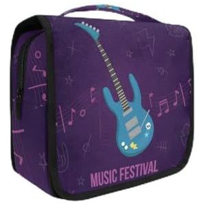 Hangende opvouwbare toilettas paarse muziek gitaar make-up reizen organizer tassen case voor vrouwen meisjes badkamer