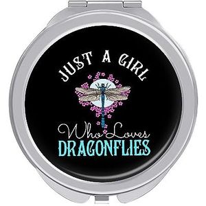 Meisje Liefde Dragonfly Compact Kleine Reizen Make-up Spiegel Draagbare Dubbelzijdige Pocket Spiegels voor Handtas Purse