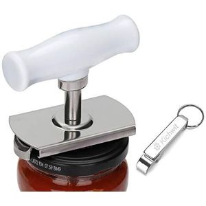 Kichwit Jar Opener for Arthritis, Stainless Steel Jar Lid Opener, for Small and Medium Jar Lids, Bottle Opener Keychain Included