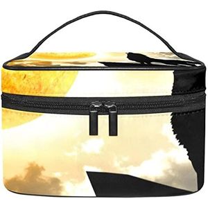 Animal Wolf make-up organizer tas, reismake-up tas organizer case draagbare cosmetische tas voor vrouwen en meisjes toiletartikelen, Meerkleurig, 22.5x15x13.8cm/8.9x5.9x5.4in