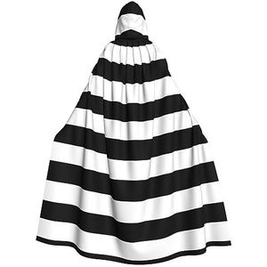 Bxzpzplj Strepen, zwart-witte mantel met capuchon, voor dames en heren, carnavalskostuum, perfect voor cosplay, 185 cm