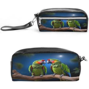 MNVTSKOP Papegaaien Make-uptas Kleine Cosmetische Reistas Draagbare Briefpapier Organizer voor Vrouwen Leraar