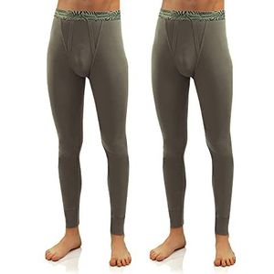 sesto senso Heren lange onderbroeken katoen 2-pack thermisch ondergoed functioneel ondergoed winter, Set van 2 - groen - kaki, 3XL