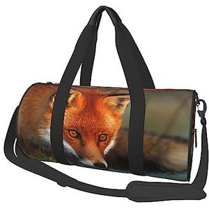 Rode vossenprint plunjezak nachttas grote capaciteit opvouwbare uniseks sporttas voor reizen buiten, zwart, één maat, Zwart, Eén maat
