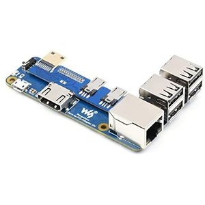Waveshare Pi Zero naar Raspberry Pi 3 Model B/B+ Adapter, Onboard 4-CH USB Interface, 100M Ethernet Poort en HDMI Poort, Alternatief voor Raspberry Pi 3B/B+, Ondersteuning Pi Zero en Zero 2W