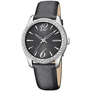 Calypso dames datum klassiek kwarts horloge met leren armband K5717/4