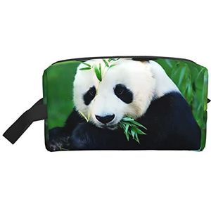 WOWBED Panda bedrukte grote make-uptas met rits, draagbare reisorganizer voor cosmetica voor dames en meisjes, wit, één maat, Wit, Eén maat