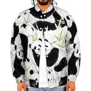 Leuke Panda's En Bamboe Grappige Mannen Baseball Jacket Gedrukt Jas Zacht Sweatshirt Voor Lente Herfst