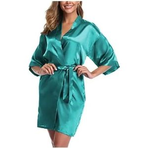 LHSJYG Damesgewaden satijnen badjas vrouwelijke intieme lingerie nachtkleding zijdeachtig bruidscadeau casual kimono badjas jurk nachthemd sexy nachtkleding (donkergroen, 4XL)