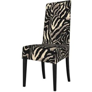 KemEng Zwarte zebra huidpatronen, stoelhoezen, stoelbeschermer, stretch eetkamerstoelhoes, stoelhoes voor stoelen