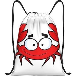 DEHIWI Cartoon Krab Trekkoord Rugzak Tas Waterdichte Sport String Bag Sackpack Cinch voor Gym Winkelen Sport Yoga, Zwart, Medium, Reizen Rugzakken