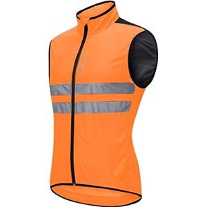 Fluorescerend Vest Sport Reflecterende Pak Polyester Safety Reflective Vest Heren en Dames Fietsvest Winddicht Lopend Lichtgewicht Vest Reflecterend Harnas (Color : Orange, Size : XL)