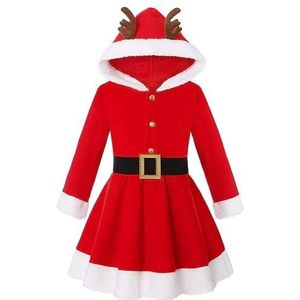 Kerstjurk schattig, rode gewei kerstjurk voor meisjes, kerstkostuum kleding cosplay met zwarte band, kerst cosplay jurk voor rollenspel, meisjes kerstman kostuum, kerstfeest kerstoutfit