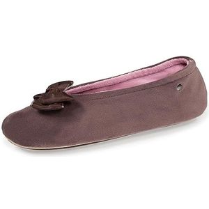 Isotoner Pantoffels, ballerina's, dames, waardevolle strik detail, Taupe, 40 EU